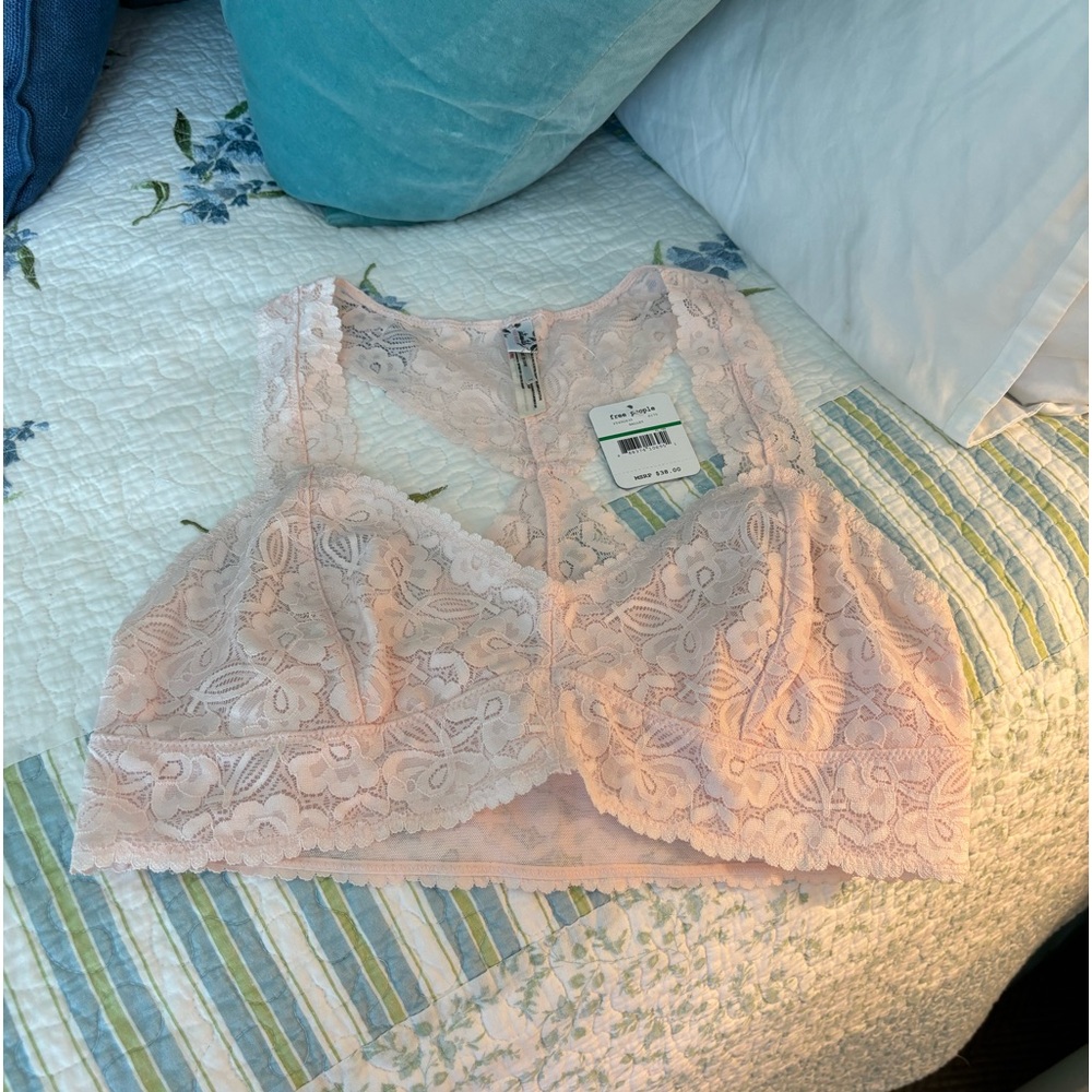 Free people comfortable “ballet” bra with flattering lace racerback